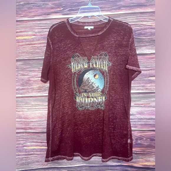 Maurice’s Maroon “Have Faith in your Journey” Top. Size Large. - Picture 1 of 7